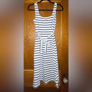 GAP striped tie waist midi dress